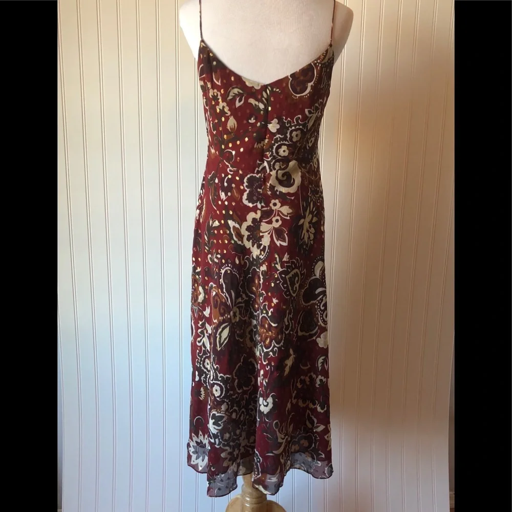 Ann Taylor Burgundy Floral Midi Dress